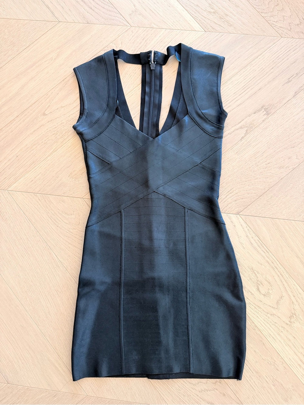 Marciano Black Sleeveless Bandage Mini Dress